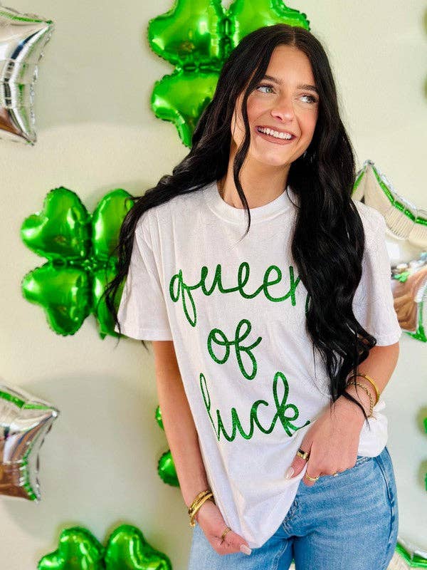 BIANCO T-shirt in filato glitterato Queen Of Luck in vendita all'ingrosso su Faire2