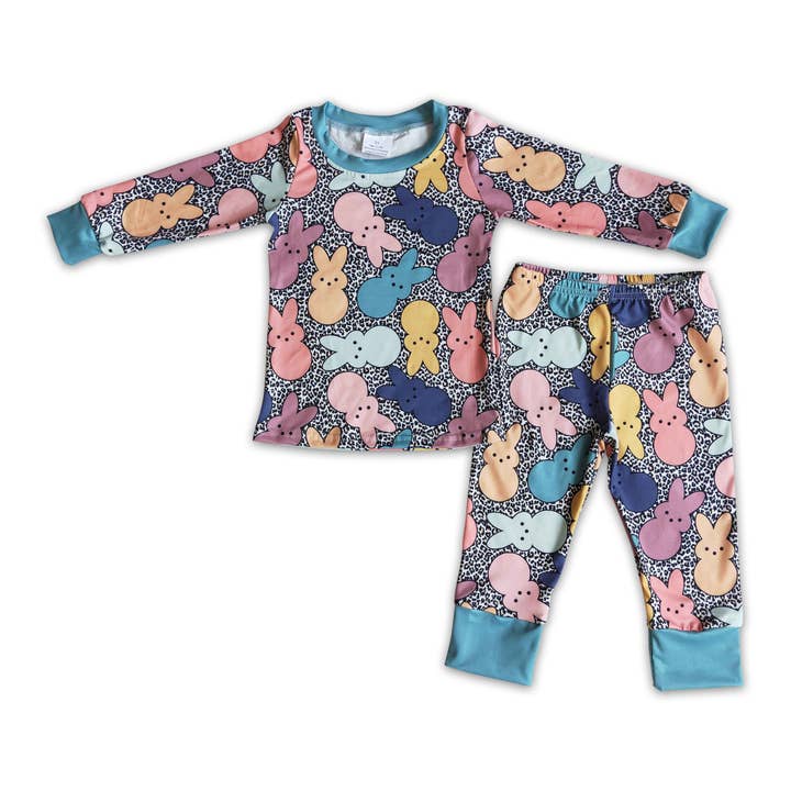 Yawoo Garments - Vente Haut et bas de pyjama – enfant - Pyjama de Pâques garçon imprimé lapin léopard Huggin with my peeps