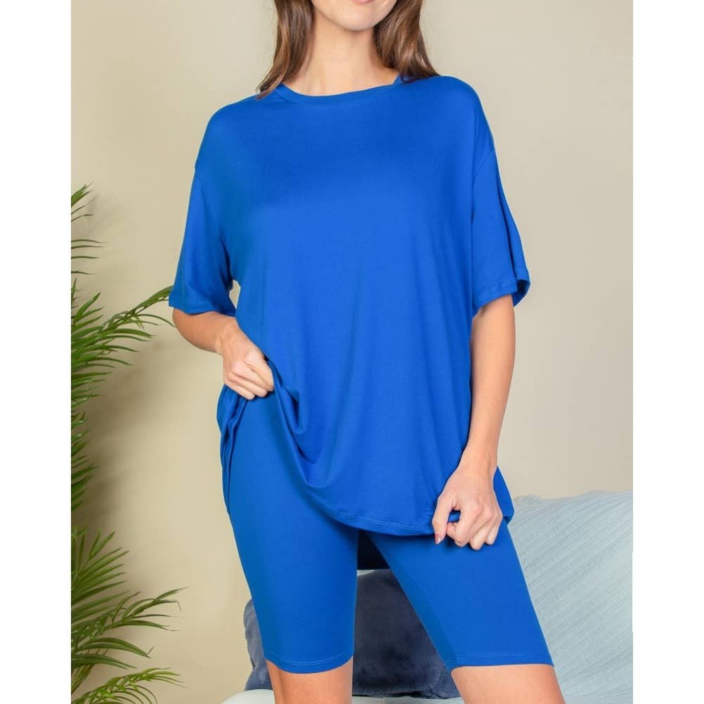 Paperdoll - Venta al por mayor Conjuntos de top y pantalón corto (NO para estar en casa) - Mujer - Conjunto de camiseta holgada de ajuste suelto y pantalones cortos de ciclismo0