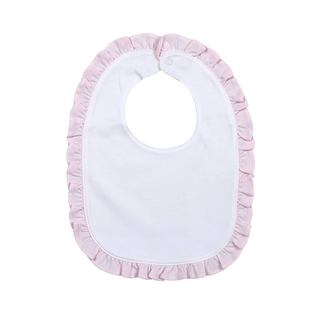 Baby Loren - Wholesale Bib - Baby - PRW-018 PINK RUFFLE WHITE PIMA BIB