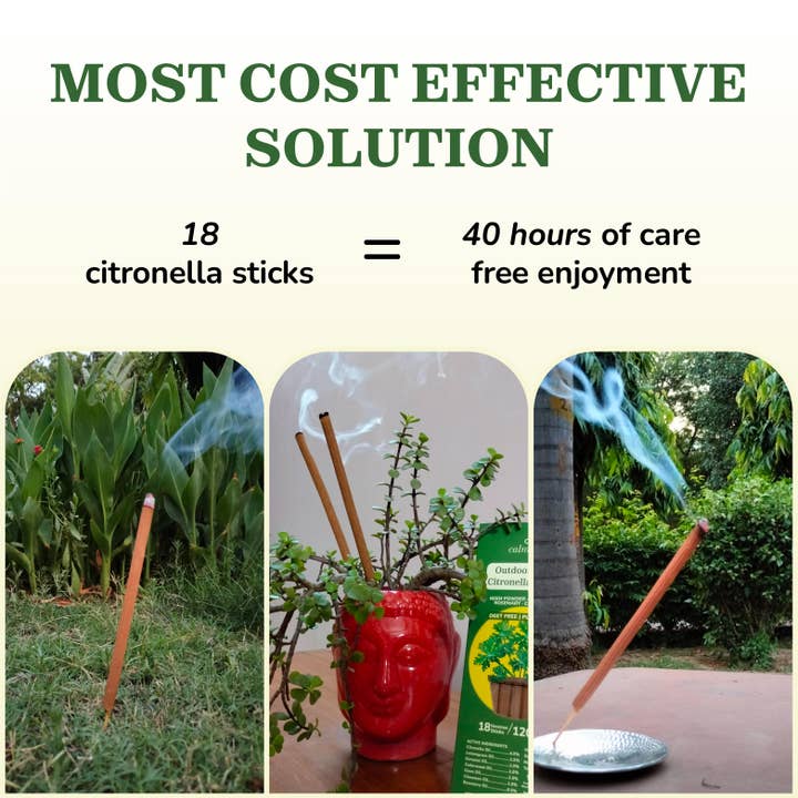 Calmveda Incense & Aromatherapy - Wholesale Insect Repellent - Natural Citronella Mosquito Repellent - 18 Incense Sticks