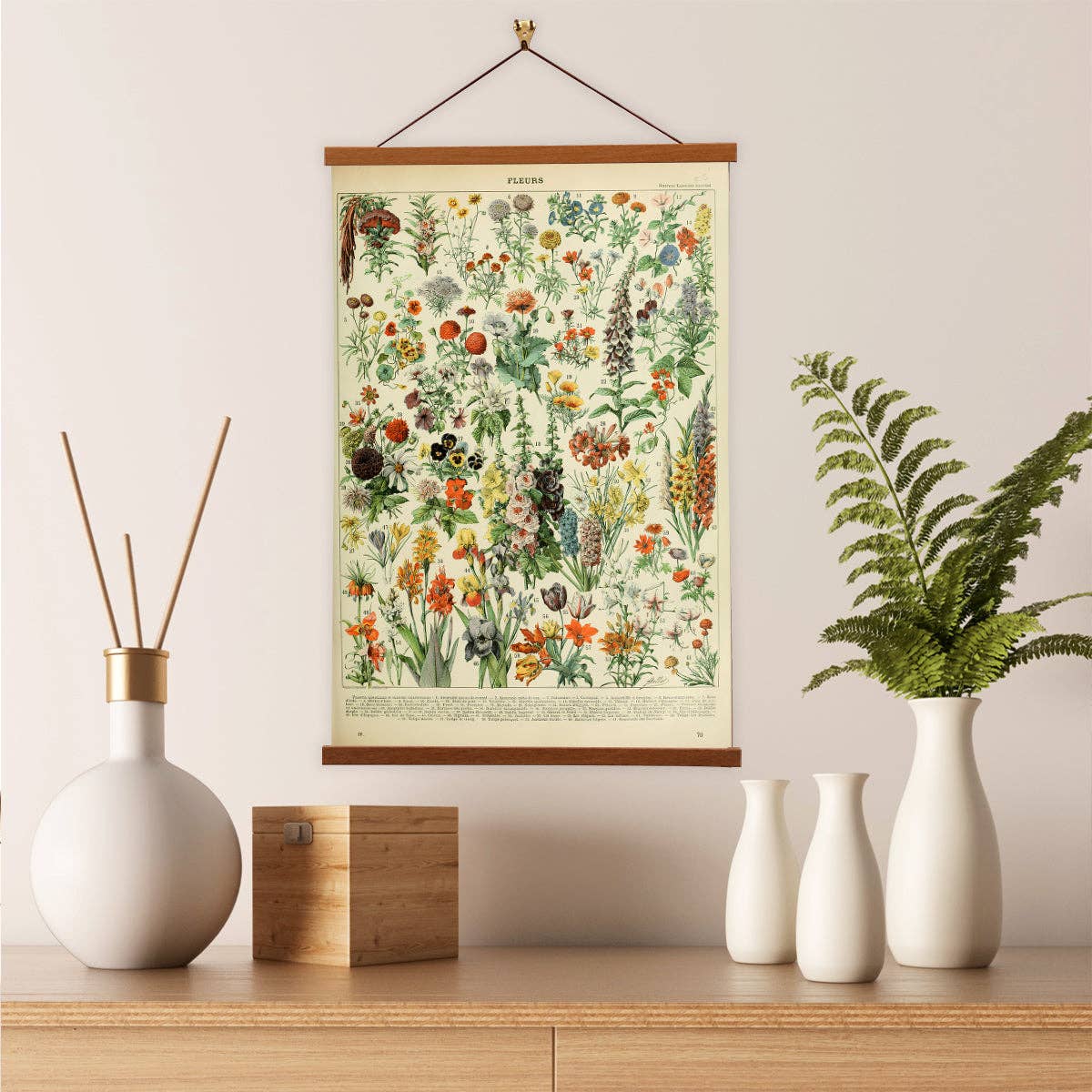 Vintage Banners - Wholesale Art Print - Fleurs by Adolphe Millot botanical prints Canvas Wall Print with Magnetic Hanger1