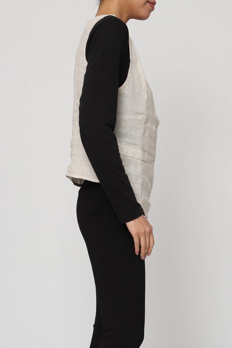 LÉA & LUC - Wholesale Button Down Shirt - Women's - Sleeveless shirt in 100% Linen REF. 514660