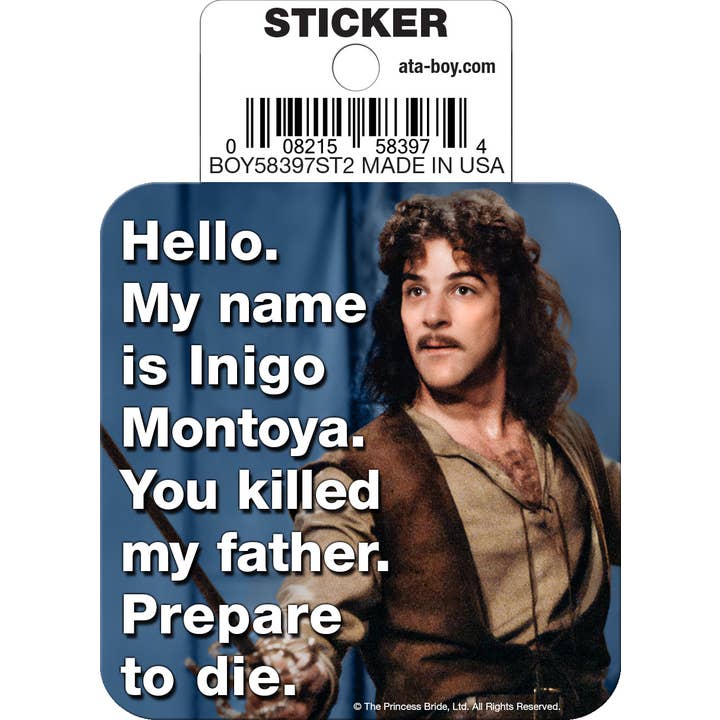 Princess Bride Inigo Montoya Quote Die Cut Sticker for wholesale by Ata-Boy