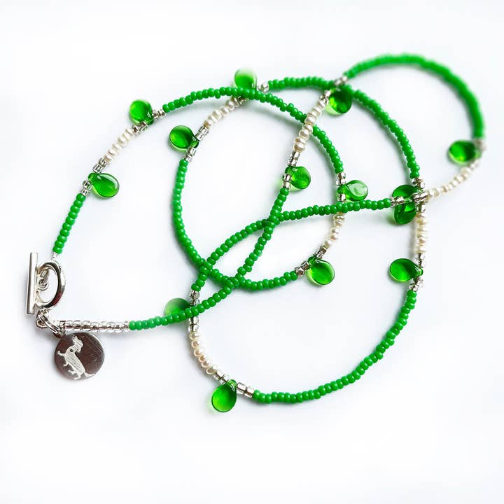 2021-K01-0003 Collana - Verde Amazon - Argento - Perle - Perline Pip. per la vendita all'ingrosso da parte di Petite Marie Jewelry