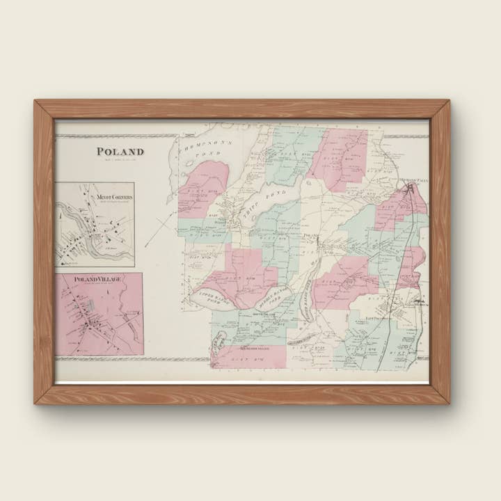 Poland, Androscoggin County Maine 1873, Replica 12x18 for wholesale by Scott Lussier Maps