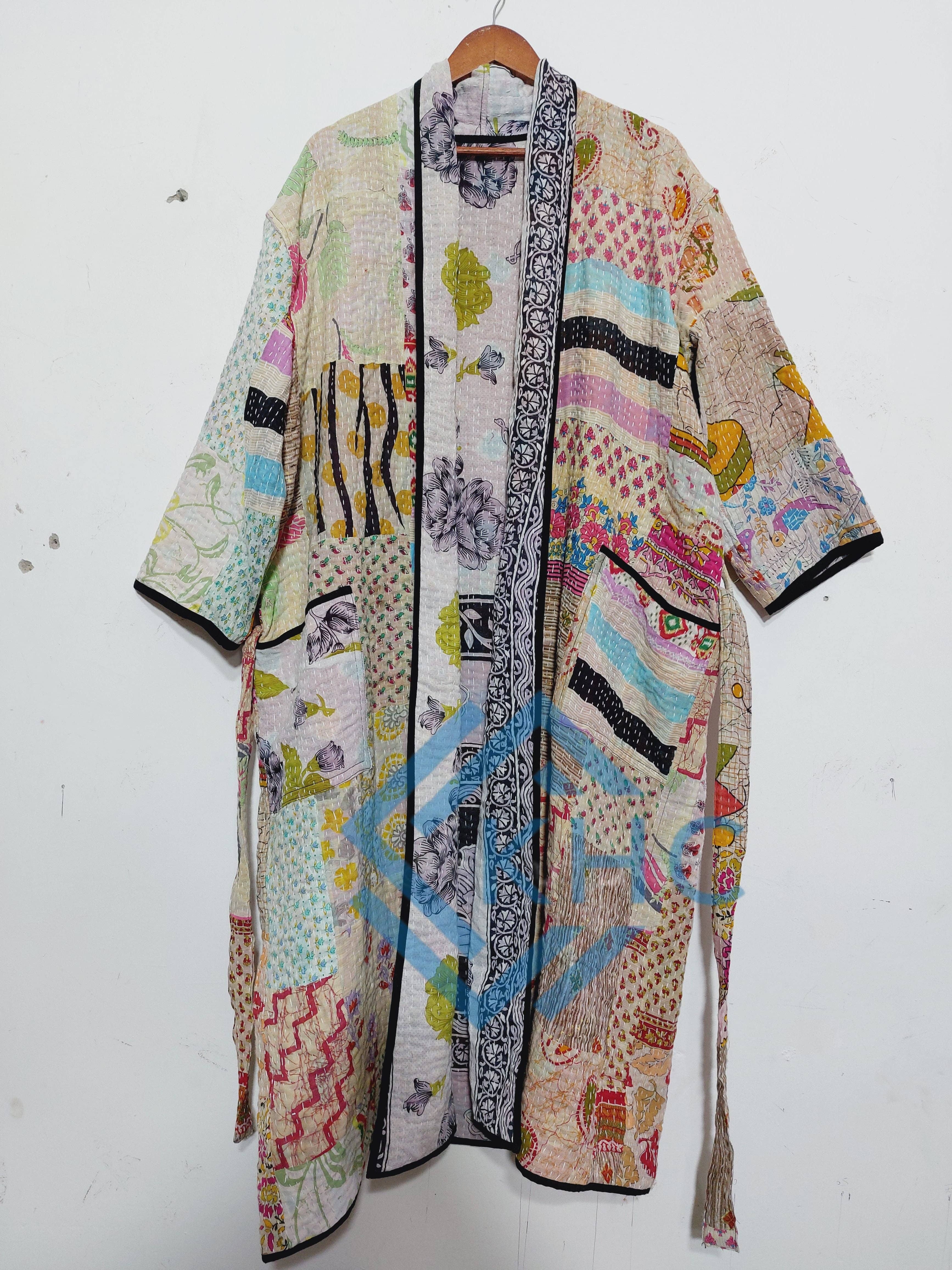 KHC – wholesale Robe – Women's – Patchwork Bath Robe | Vintage Kantha Cotton Kimono | Cotton Robe | Kimono Indian Dressing Gown | Night Wear Suit | Long Cotton Robe2