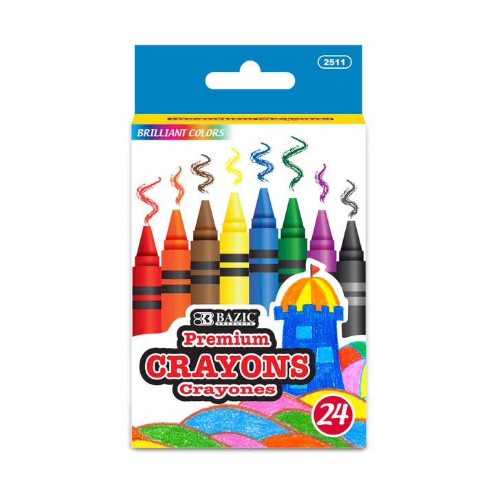Premium Crayons 24 Color for wholesale by BAZIC Products