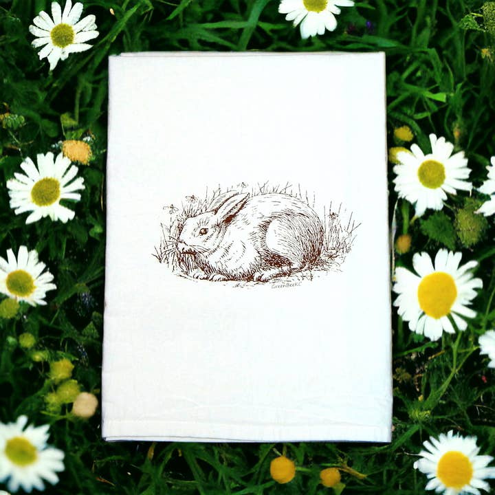 Green Bee Tea Towels - Wholesale Tea Towel - Bunny Rabbit Dish Towel | Tea Towels | Easter Kitchen Towels2