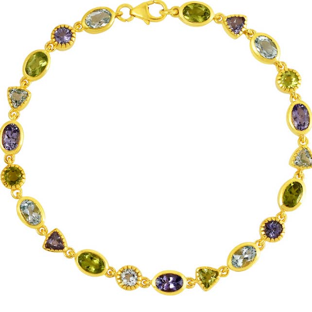 Zelda Tanzanite, Blue Topaz & Peridot Bracelet for wholesale by POMEGRANATE