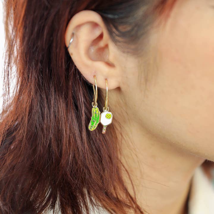 Yellow Owl Workshop - Wholesale Dangle Earrings - Pickleball Earrings - Gold Sporty Statement Jewelry0