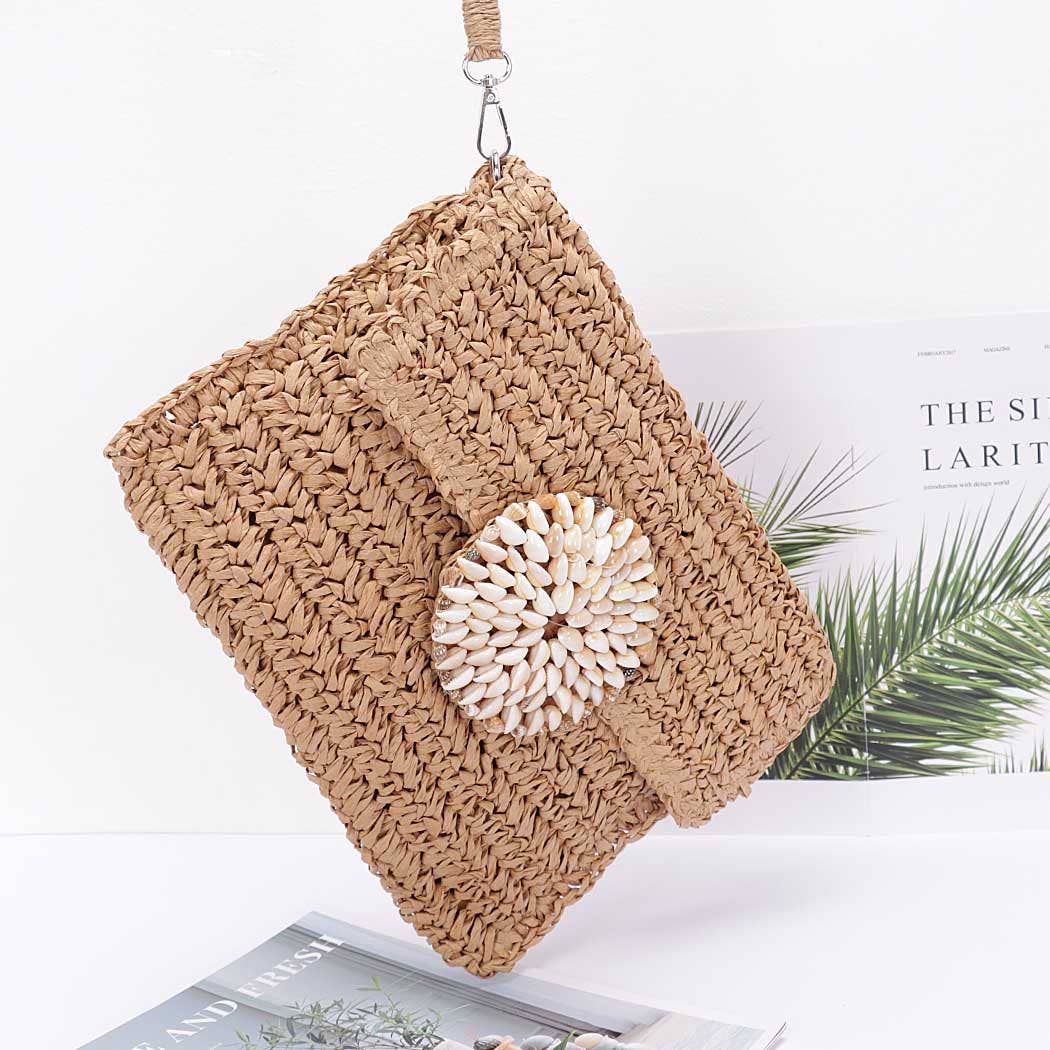 3AM BY H&D ACCESSORIES - Venta al por mayor Bolso de mano - Mujer - Bolso de mano con solapa delantera con múltiples carcasas de paja sintética1