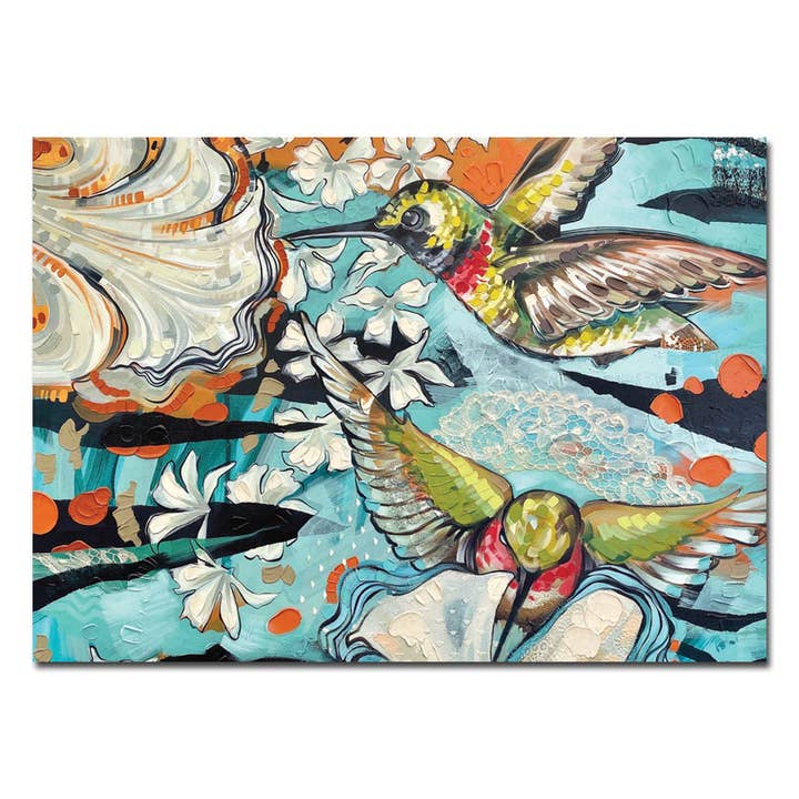 Blue and Green Hummingbirds Blank Card for wholesale by Allport Editions