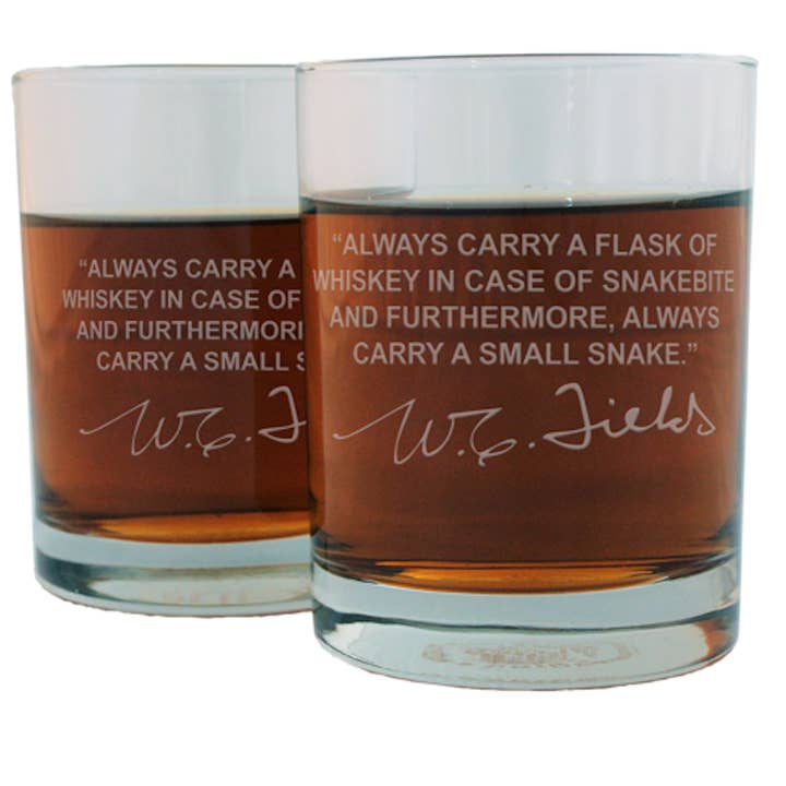 WC Fields Berømte Citat Italiensk Crystal Whisky Glas for engroshandel hos Famous Whiskey Glasses