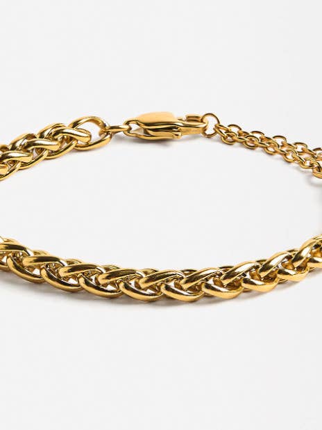 Rope Spiga Bracelet Stainless Steel 14K Gold. Waterproof for wholesale by HoopLa
