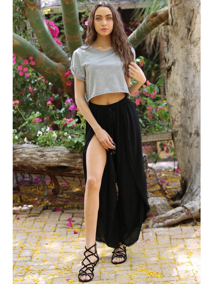 ANGIE - Wholesale Pants - Women's - 25P68-ASIS WRAP PANTS WITH CROCHET TRIM AND ELASTIC WAIST17