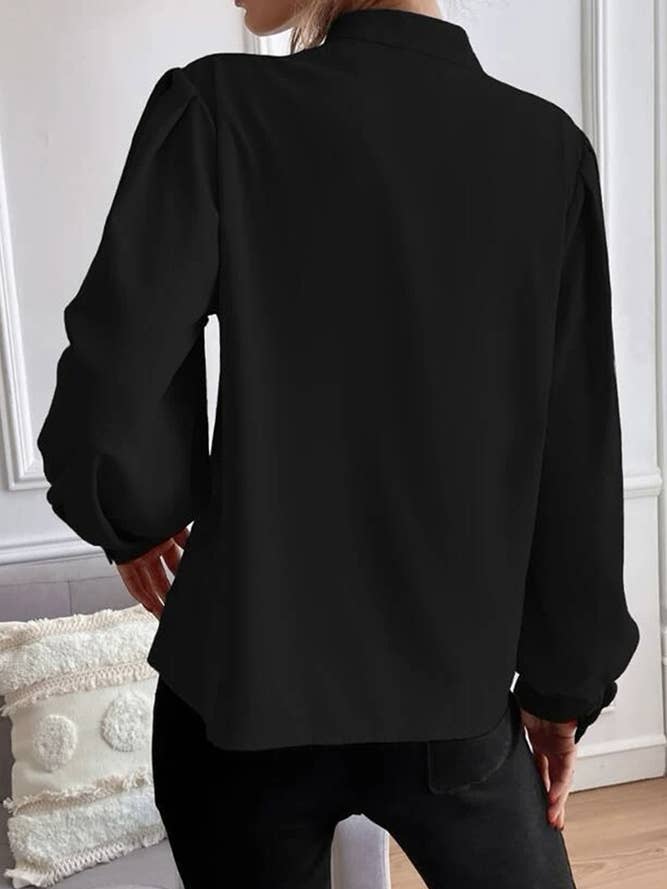 UNISHE - Wholesale Buttoned-down shirt – Women's - Plain Button V Neck Blouse Shirt GSS0997