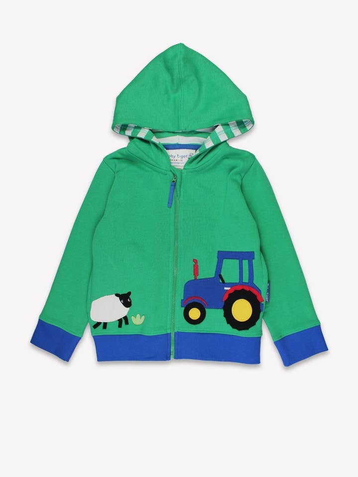 Ekologisk bomull barn huvtröja med bondgårdsapplikation. för wholesale av Toby Tiger GmbH