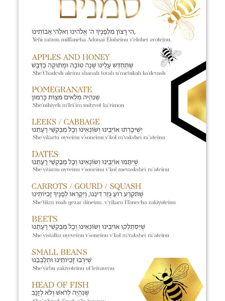 ROSH HASHANA SIMANIM CARDS SET OF 12 for wholesale by C SQUARED DESIGN