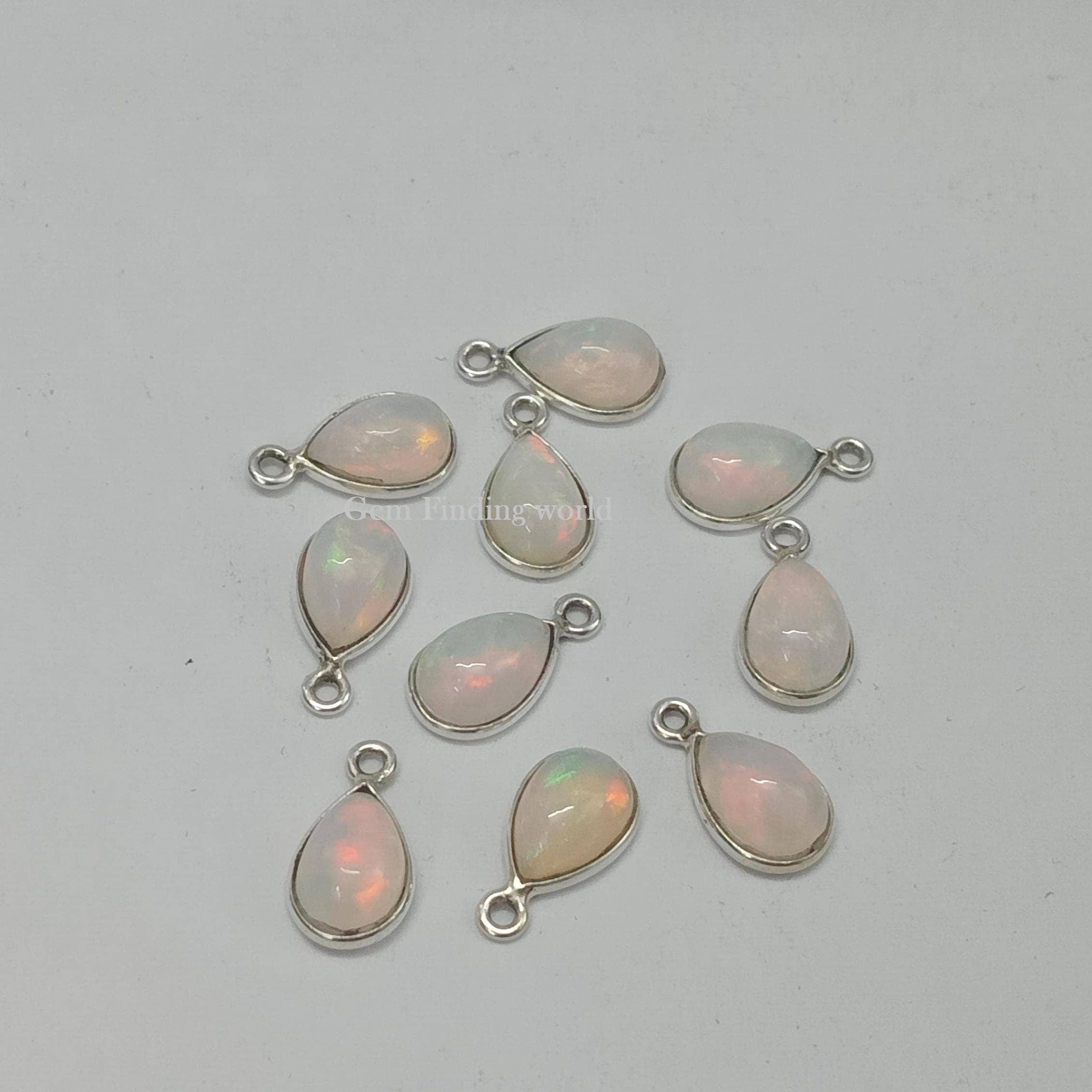 Rishi Jewelry – wholesale Individual charm/pendant – Ethiopian Opal Gemstone Charm Pendant Silver Connector0