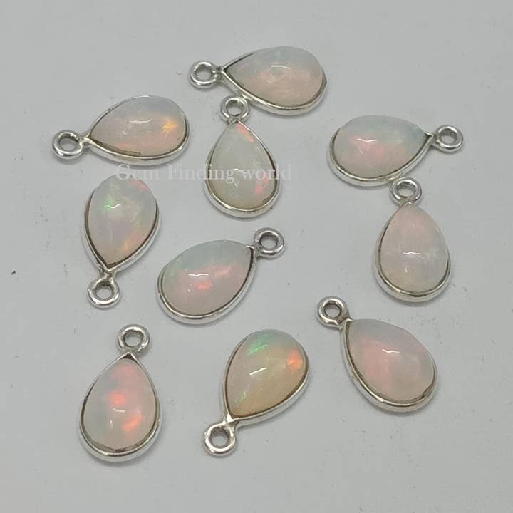 Rishi Jewelry – wholesale Individuell berlock/hänge – Etiopisk opal ädelstensberlock hängsmycke silveranslutning0
