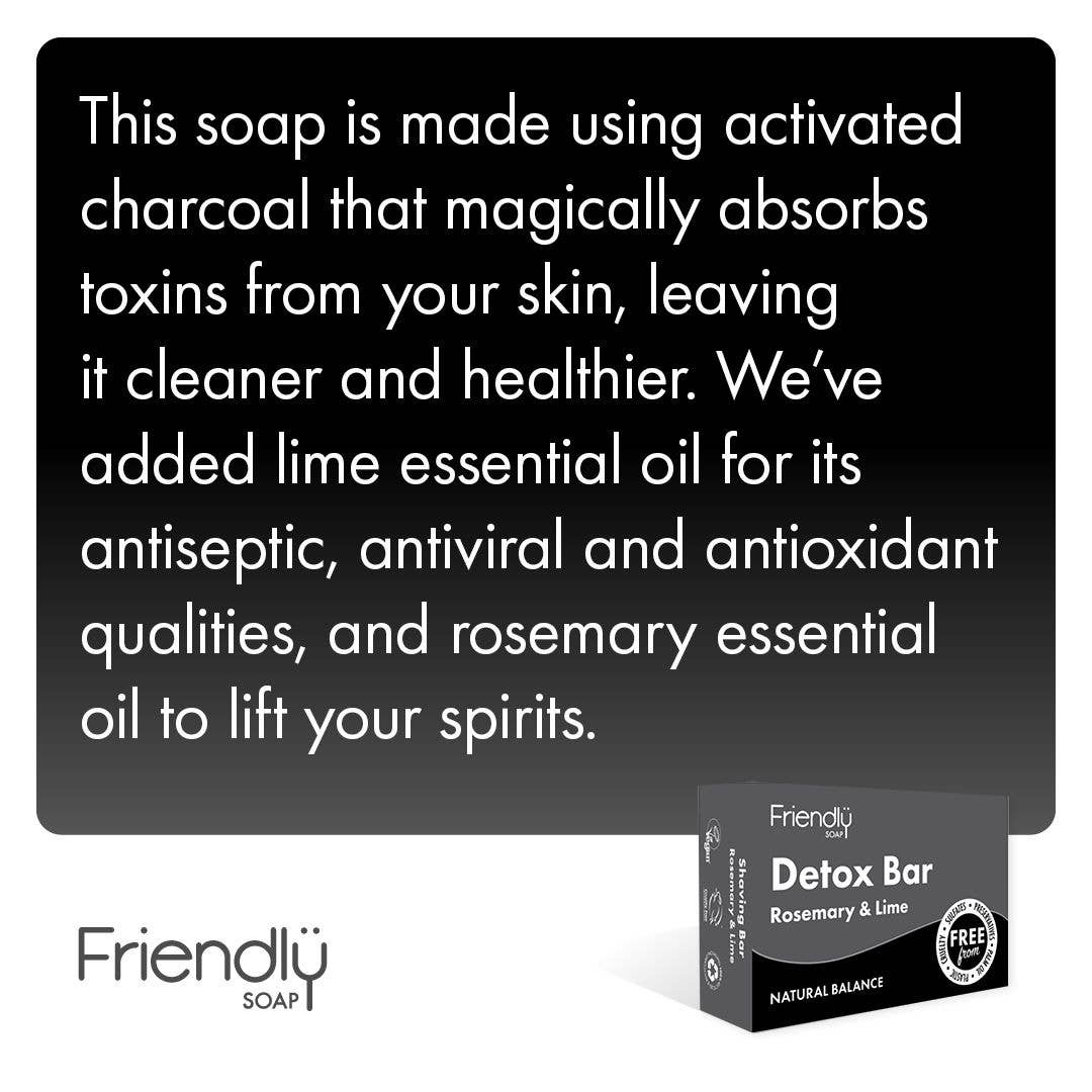 Friendly Soap - Wholesale Bar Soap - Detox Bar - Rosemary & Lime with Activated Charcoal3