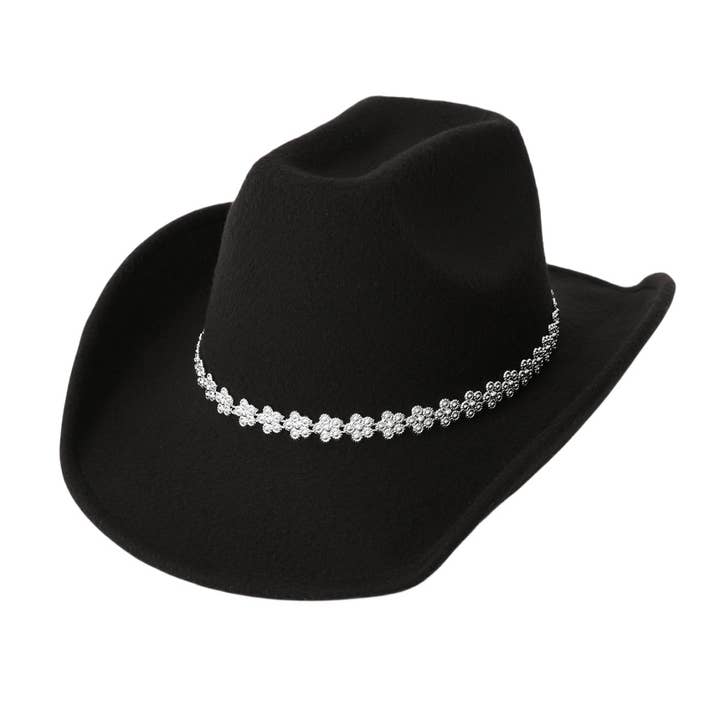 Rhinestone Wool Felt Western Cowboy Fedora Hat_CWAH3637 for wholesale by ACCITY