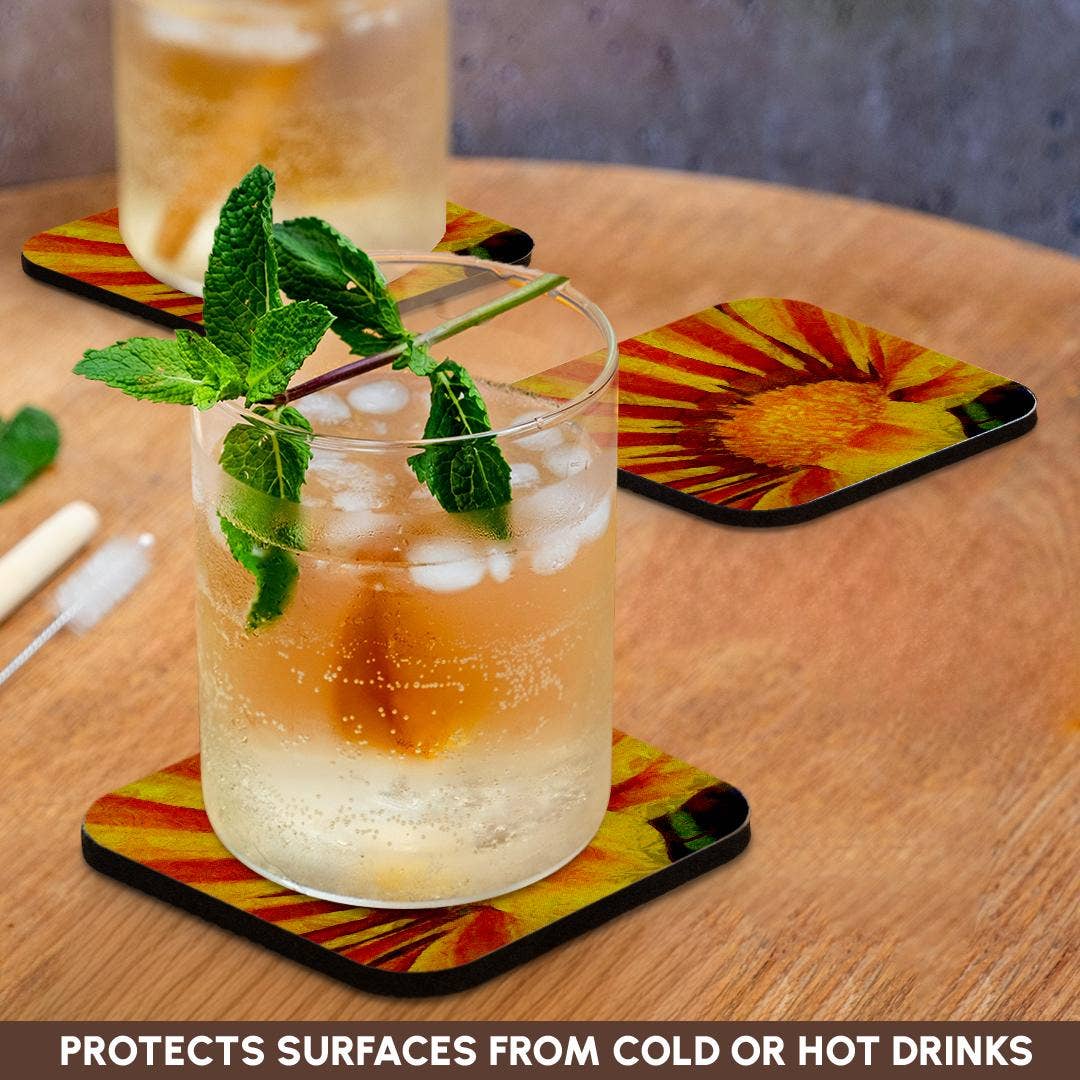 3dRose - Vente Sous-verre - 3dRose, Peinture acrylique de gazania rouge et jaune, dessous de verre9