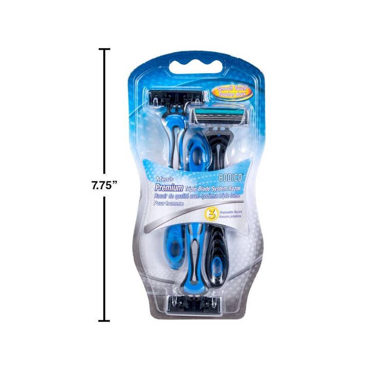 Bodico - Wholesale Razor - Bodico, 3-pc Men/Ladies Razors,S/S triple blade, b/c1