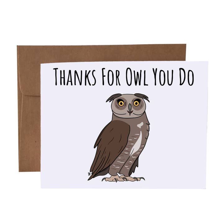 Tack för Uggla Du Gör Owl Pun Gratulationskort för wholesale av SKP ink