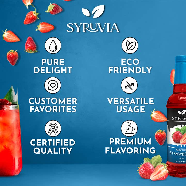 Syruvia - Vente Mélange/sirop pour cocktails - Sirop de fraise sans sucre4