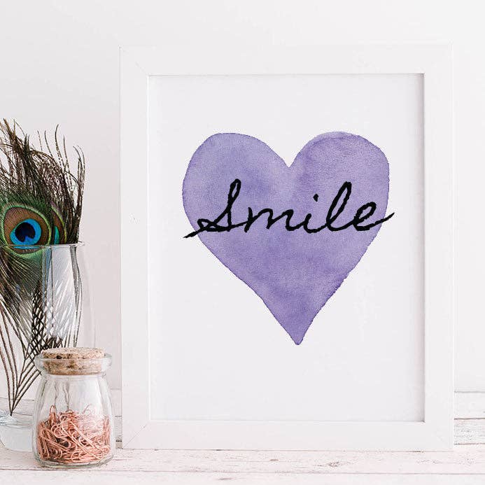 Stampa decorativa motivazionale "Sorridi" per la vendita all'ingrosso da parte di Bluesky's Creation