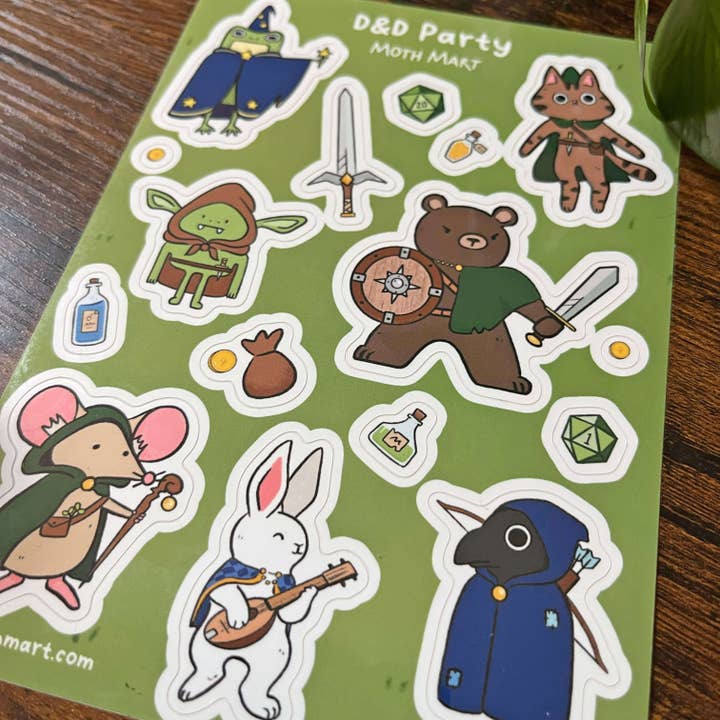 Moth Mart - Wholesale Sticker - DnD Party Sticker Sheet1
