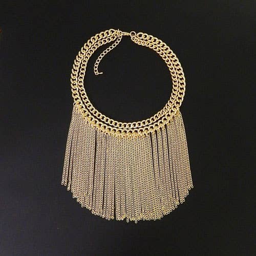 Western Fashion - Wholesale Bib Necklace - YN2028 - Necklace 2 Layered Fringe