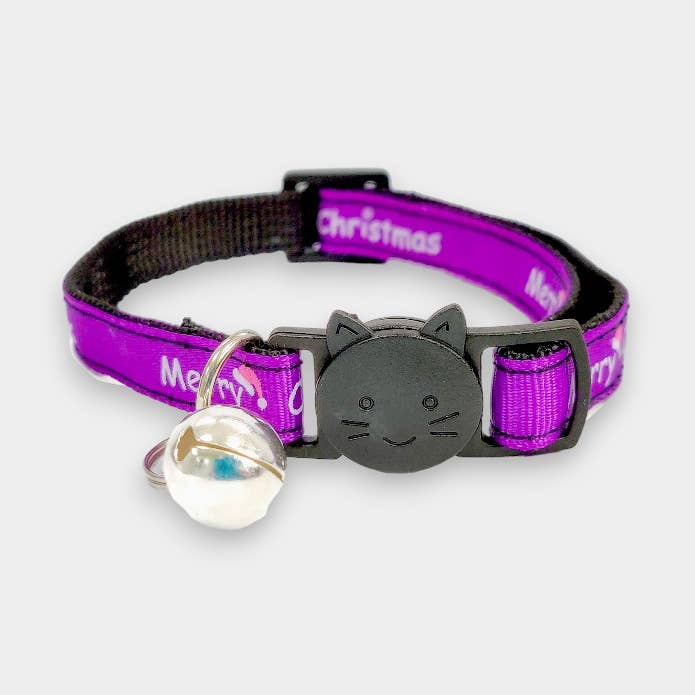 Collier de Noël pour chaton - Violet avec inscription « Merry Christmas » pour la vente par Zacal Cat Collars