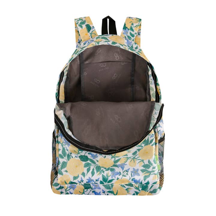 Eco Chic - Wholesale Backpack - Women's - Eco Chic Lightweight Foldable Backpack Yellow Flowers1