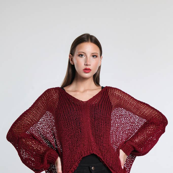 TINA Stephens Italy/Tees By Tina - Wholesale Knit Top - Women's - Adena Butterfly Open Knit Topper (BLS143)23