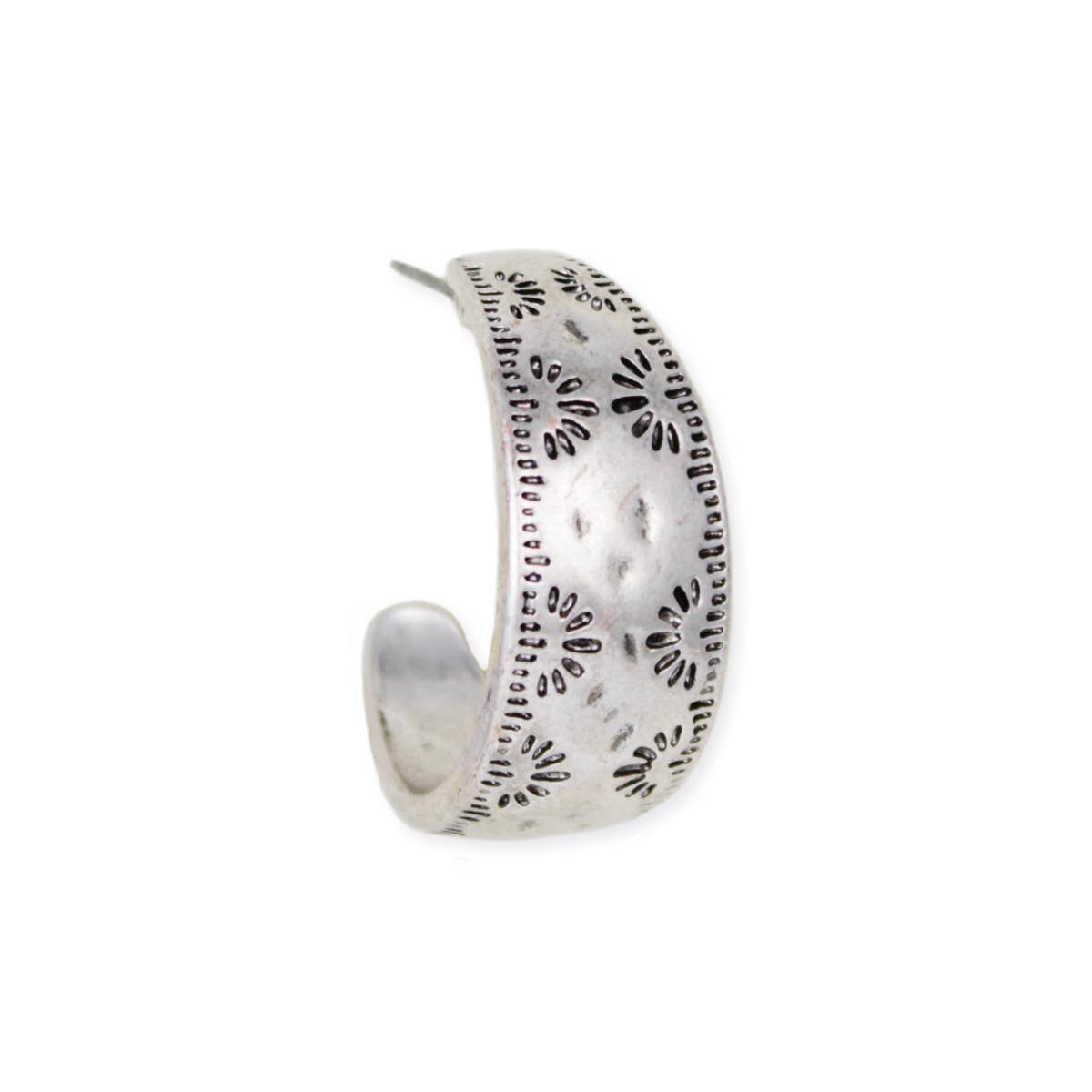 ZAD - Wholesale Hoop Earrings - Southwest Silver Textured Hoop Earrings1