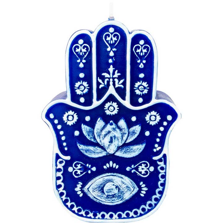 Intention Candle - Fatima Hand Blue & White (Each) for wholesale by Kheops International
