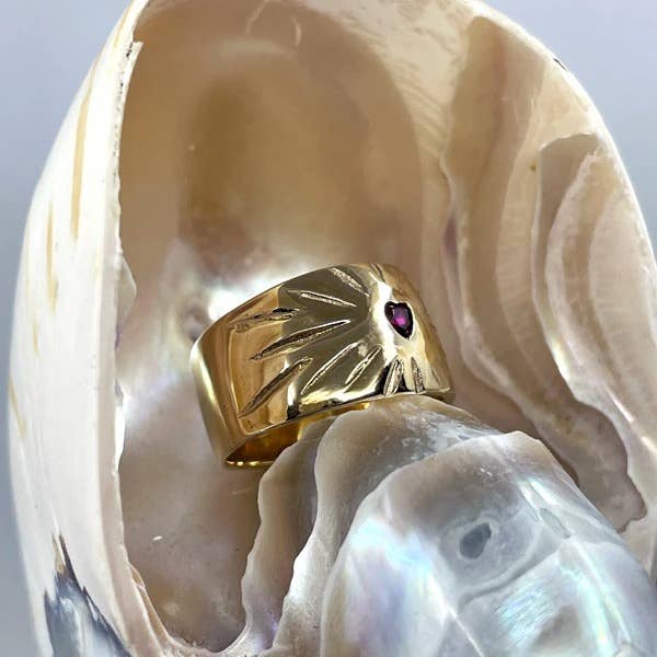 Ruby Rays hartring voor wholesale door Serpent & the Swan