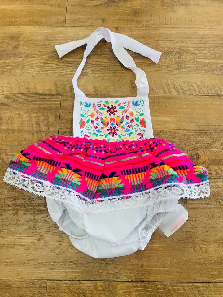 Mexican Romper Hummingbird Pink for wholesale by Cielito Lindo