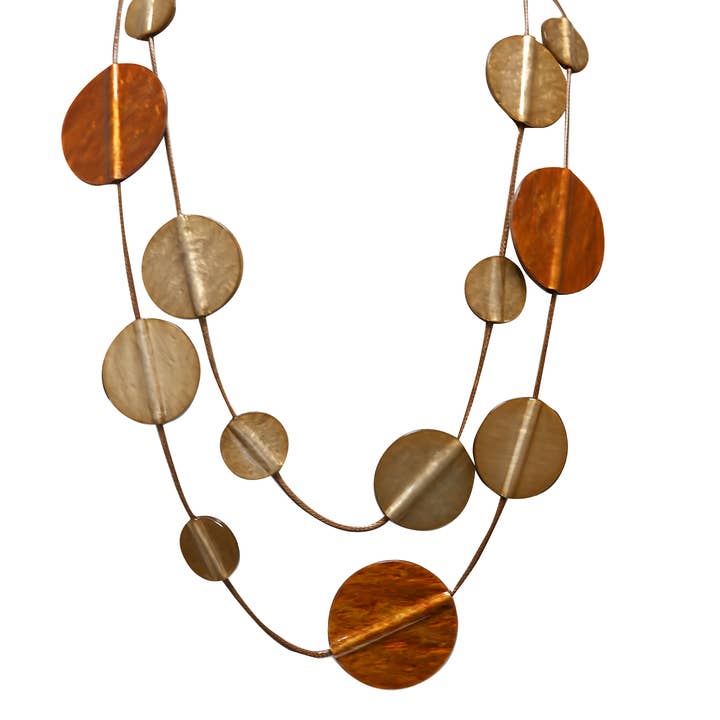 AMORINO SRL - Wholesale Beaded/Pearl Necklace - LONG DOUBLE WIRE NECKLACE WITH RESIN DISCS - FT24184A2993