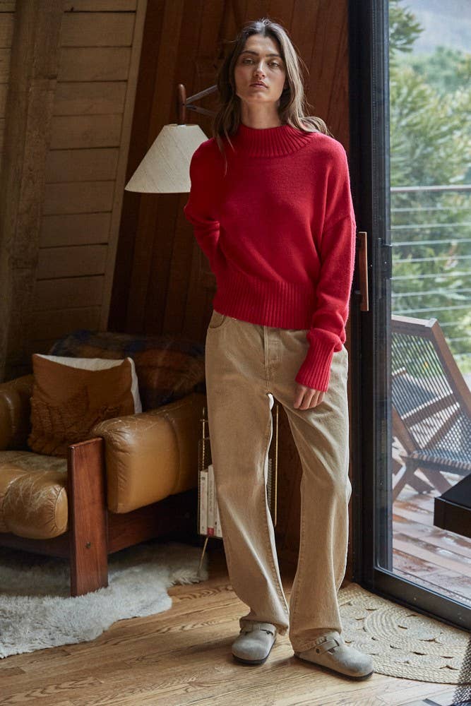 By Together - Wholesale Knit Sweater - Women's - W1070 | Knit Sweater Mock Neck Long Sleeve Top6