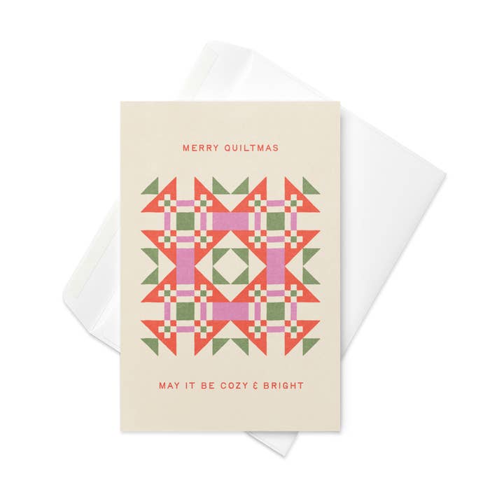 Merry Quiltmas Greeting Card - WHOLESALE (PREORDER) for wholesale by Toad & Sew