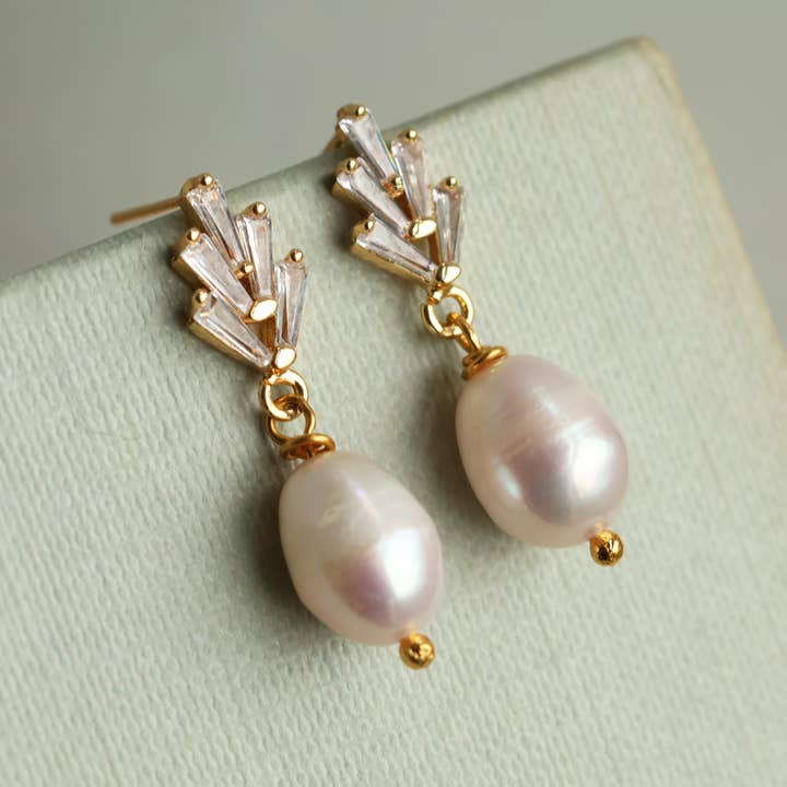 Silk Purse, Sow's Ear - Wholesale Dangle Earrings - Art Deco Freshwater Pearl Earrings