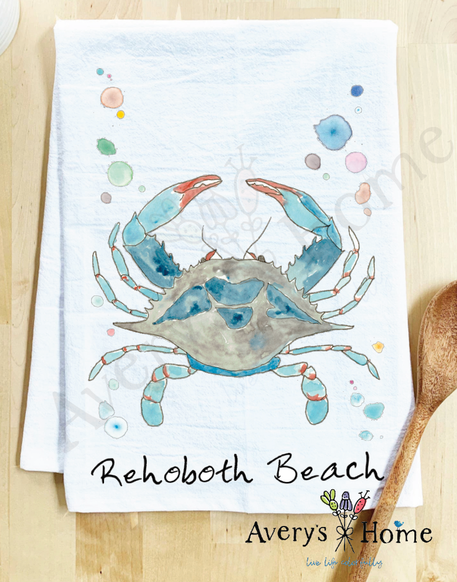 Avery's Home - Wholesale Tea Towel - Blue Crab Ocean Customizable Coastal Tea Towel31