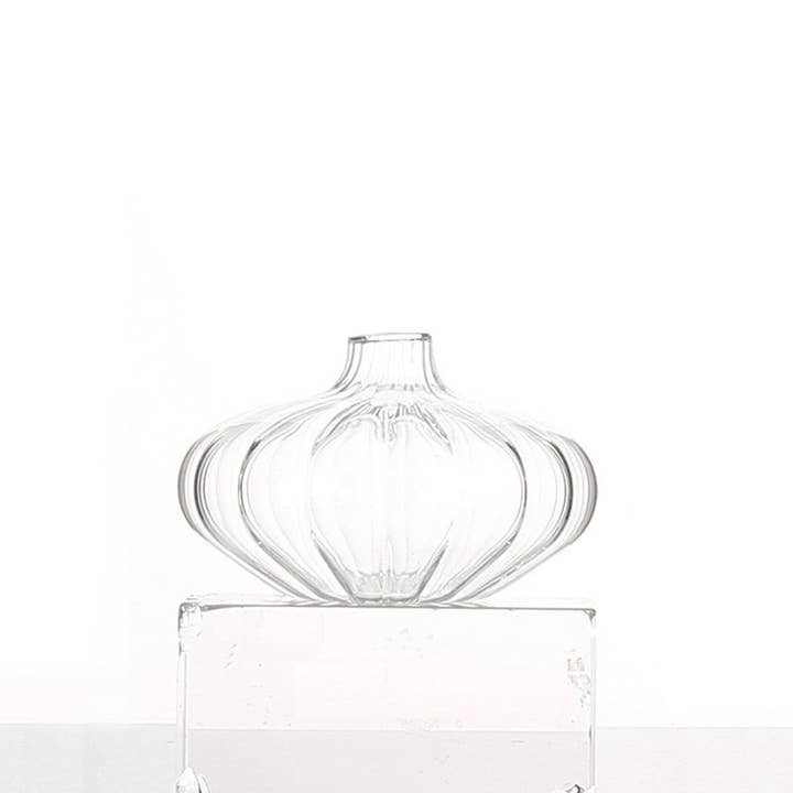 Sweet Home Deco – wholesale Vase – Ribbed Glass Bud Vases, Table Centerpiece Flower Vase, Clear