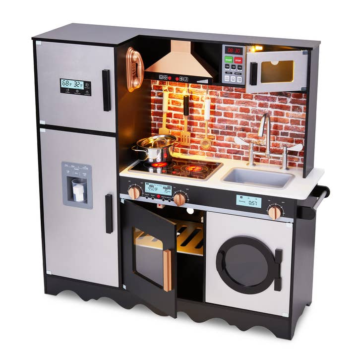 Kitchen Set for Kids, 9 Piece Play Kitchen W/Utensils, Black for wholesale by Jumbl