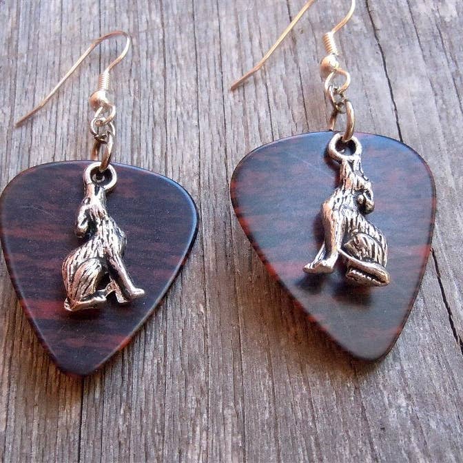 Simply Raevyn - Wholesale Dangle Earrings - Wolf Charm Guitar Pick Earrings27