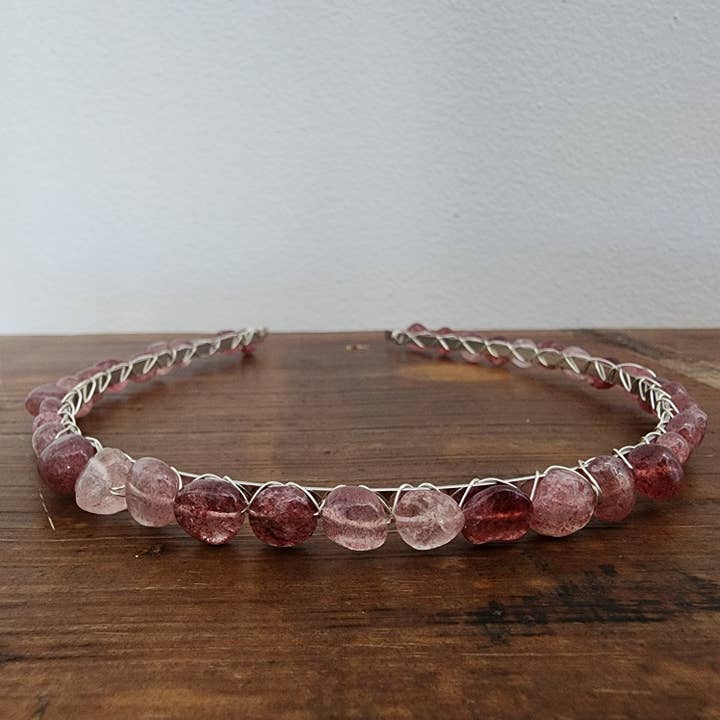 Strawberry Quartz Headband- Pebbles for wholesale by The Queen of Quartz
